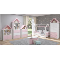 Dětská domečková postel se šuplíkem LITTLE HOUSE - růžová - 180x80 cm