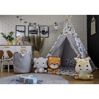 Dětský stan TEEPEE (TÝPÍ) ANIMALS s doplňky - JUNGLE - šedý