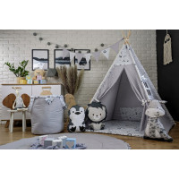 Dětský stan TEEPEE (TÝPÍ) ANIMALS s doplňky - MADAGASKAR - šedý