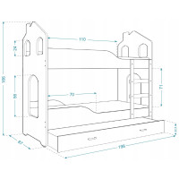 Dětská domečková patrová postel Dominik Y - 190x80 cm - POLICIE