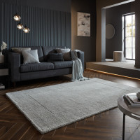 Kusový ručně tkaný koberec Tuscany Textured Wool Border Grey Marl