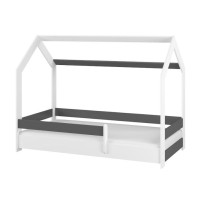 Dětská domečková postel s přistýlkou LITTLE HOUSE - tmavě šedá - 180x80 cm