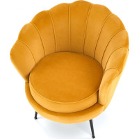 Křeslo AMORTO - čalouněné - hořčicové/černé