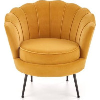 Křeslo AMORTO - čalouněné - hořčicové/černé