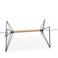 Jídelní stůl ALLEGRO - 160x80x75 cm - sklo/černý/buk