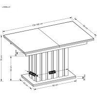 Jídelní stůl LAMELLO - 130(180)x80x76 cm - rozkládací - dub artisan/černý