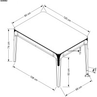 Jídelní stůl GOMEZ - 120x80x74 cm - sklo/plast - kouřový