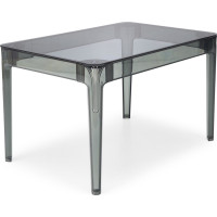 Jídelní stůl GOMEZ - 120x80x74 cm - sklo/plast - kouřový