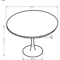 Kulatý jídelní stůl OLMO - 90x83 cm - ořech/černý