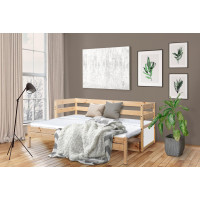 Dětská postel s výsuvnou přistýlkou z MASIVU 200x80 cm KANGU - přírodní