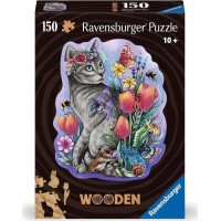 RAVENSBURGER Dřevěné obrysové puzzle Kouzelná kočka 150 dílků