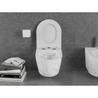 Závěsné WC MEXEN LENA RIMLESS - bílé imitace kamene + Duroplast sedátko, 30224093