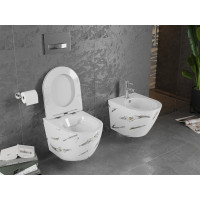Závěsné WC MEXEN LENA RIMLESS - bílé/černé imitace kamene + Duroplast sedátko, 30224091