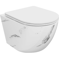 Závěsné WC MEXEN LENA RIMLESS - bílé/šedé imitace kamene + Duroplast sedátko, 30224092