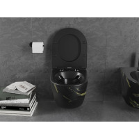 Závěsné WC MEXEN LENA RIMLESS - černé/žluté imitace kamene + Duroplast sedátko, 30224098