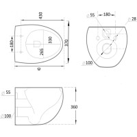 Závěsné WC MEXEN EGG RIMLESS - černé + Duroplast sedátko slim, 30245070