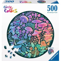 RAVENSBURGER Kulaté puzzle Kruh barev: Houby 500 dílků