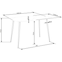 Jídelní stůl MARCO - 120x70x77 cm - bílý mramor/černý