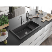 Kuchyňský granitový dřez MEXEN OMAR - 80 x 48 cm - černý kropenatý, 6520801005-76