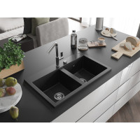 Kuchyňský granitový dřez MEXEN HEKTOR - 80x49 cm - černý, 6521802000-77