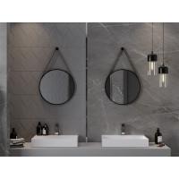 Kulaté zrcadlo na pásku MEXEN STRING 50 cm - černé, 9854-050-050-000-70