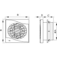 Koupelnový ventilátor MEXEN DXS 150 se zpětnou klapkou - bílý, W9603-150-00