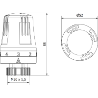 Termostatická hlavice pro radiátor MEXEN Cla ic - bílá - M30x1,5, W908-001-20