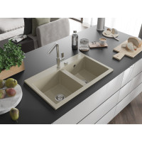 Kuchyňský granitový dřez MEXEN HEKTOR - 80x49 cm - béžový, 6521802000-69