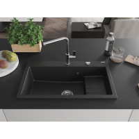 Kuchyňský granitový dřez MEXEN OMAR - 80 x 48 cm - metalický černý/stříbrný, 6520801005-73