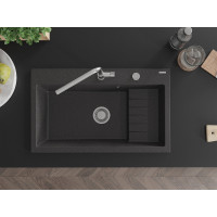 Kuchyňský granitový dřez MEXEN OMAR - 80 x 48 cm - černý kropenatý, 6520801005-76