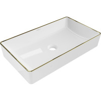 Keramické umyvadlo MEXEN NADIA 62 - bílé se zlatým okrajem, 21616005