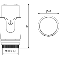 Termostatická hlavice pro radiátor MEXEN Modern - bílá/zlatá - M30x1,5, W900-000-25
