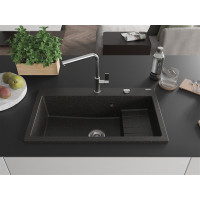 Kuchyňský granitový dřez MEXEN OMAR - 80 x 48 cm - metalický černý/zlatý, 6520801005-75