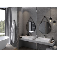 Kulaté zrcadlo na pásku MEXEN STRING 70 cm - černé, 9854-070-070-000-70