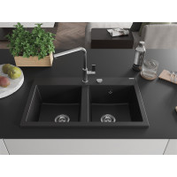 Kuchyňský granitový dřez MEXEN HEKTOR - 80x49 cm - černý, 6521802000-77