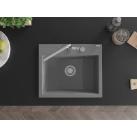 Kuchyňský granitový dřez MEXEN OSCAR - 58 x 49 cm - šedý, 6519581000-71