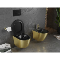 Závěsné WC MEXEN LENA RIMLESS - černé/zlaté broušené + Duroplast sedátko slim, 30224077