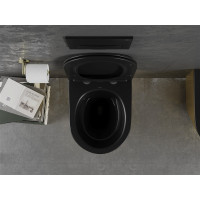 Závěsné WC MEXEN LENA RIMLESS - černé/zlaté lesklé + Duroplast sedátko slim, 30224076
