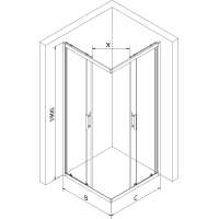 Sprchový kout MEXEN RIO gold transparent - 90x90 cm, 860-090-090-50-00