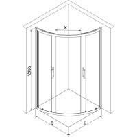 Sprchový kout MEXEN RIO gold - čtvrtkruh 80x80 cm, 863-080-080-50-00