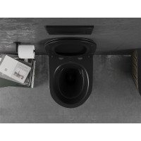 Závěsné WC MEXEN LENA RIMLE  - černé/zlaté vzorované + Duroplast sedátko slim, 30224079