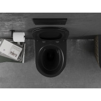 Závěsné WC MEXEN LENA RIMLESS - černé/zlaté vzorované + Duroplast sedátko slim, 30224079