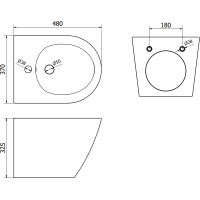 Závěsný bidet MEXEN LENA 48 cm - bílý/zlatý vzorovaný, 35224809