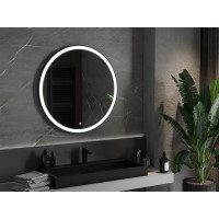 Kulaté zrcadlo MEXEN E O 90 cm s černým okrajem - s LED podsvícením a vyhříváním, 9825-090-090-611-70