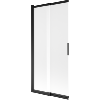 Vanová zástěna s posuvnými dveřmi MEXEN FOX 85x150 cm - černá- mléčné sklo, 891-085-002-70-30