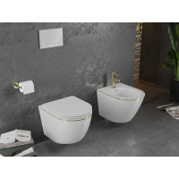 Závěsný bidet MEXEN LENA 48 cm - bílý se zlatým okrajem, 35224805