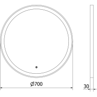 Kulaté zrcadlo MEXEN ESSO 70 cm s černým okrajem - s LED podsvícením a vyhříváním, 9825-070-070-611-70