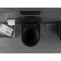Závěsné WC MEXEN LENA RIMLESS - černé matné s zlatým okrajem + Duroplast sedátko, 30224075