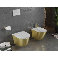 Závěsný bidet MEXEN LENA 48 cm - bílý/zlatý broušený, 35224807