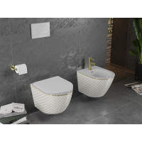 Závěsný bidet MEXEN LENA 48 cm - bílý/zlatý vzorovaný, 35224809